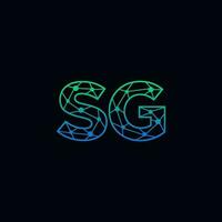Abstract letter SG logo design with line dot connection for technology and digital business company. vector