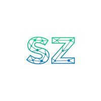 Abstract letter SZ logo design with line dot connection for technology and digital business company. vector