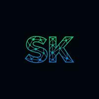 Abstract letter SK logo design with line dot connection for technology and digital business company. vector