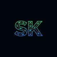 resumen letra sk logo diseño con línea punto conexión para tecnología y digital negocio compañía. vector