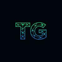 Abstract letter TG logo design with line dot connection for technology and digital business company. vector