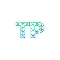 Abstract letter TP logo design with line dot connection for technology and digital business company. vector