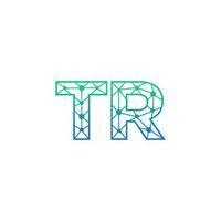 Abstract letter TR logo design with line dot connection for technology and digital business company. vector