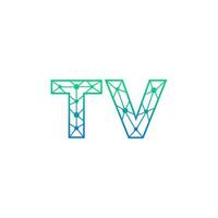 Abstract letter TV logo design with line dot connection for technology and digital business company. vector