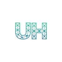 Abstract letter UH logo design with line dot connection for technology and digital business company. vector