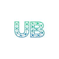 Abstract letter UB  logo design with line dot connection for technology and digital business company. vector