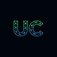 Abstract letter UC logo design with line dot connection for technology and digital business company. vector