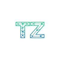 resumen letra tz logo diseño con línea punto conexión para tecnología y digital negocio compañía. vector