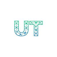 Abstract letter UT logo design with line dot connection for technology and digital business company. vector