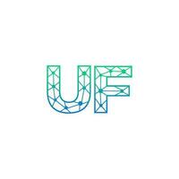 Abstract letter UF logo design with line dot connection for technology and digital business company. vector