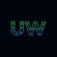 Abstract letter UW logo design with line dot connection for technology and digital business company. vector