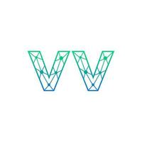 Abstract letter VV logo design with line dot connection for technology and digital business company. vector