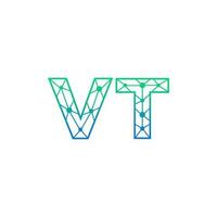 Abstract letter VT logo design with line dot connection for technology and digital business company. vector