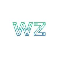 Abstract letter WZ logo design with line dot connection for technology and digital business company. vector