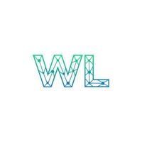 Abstract letter WL logo design with line dot connection for technology and digital business company. vector