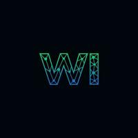 Abstract letter WI logo design with line dot connection for technology and digital business company. vector