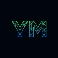 Abstract letter YM logo design with line dot connection for technology and digital business company. vector