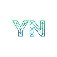 Abstract letter YN logo design with line dot connection for technology and digital business company. vector