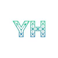 Abstract letter YH logo design with line dot connection for technology and digital business company. vector