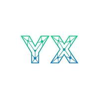 Abstract letter YX logo design with line dot connection for technology and digital business company. vector