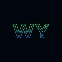 Abstract letter WY logo design with line dot connection for technology and digital business company. vector