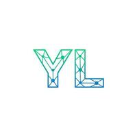 Abstract letter YL logo design with line dot connection for technology and digital business company. vector