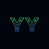 Abstract letter YY logo design with line dot connection for technology and digital business company. vector