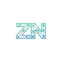 Abstract letter ZN logo design with line dot connection for technology and digital business company. vector