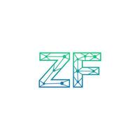 Abstract letter ZF logo design with line dot connection for technology and digital business company. vector