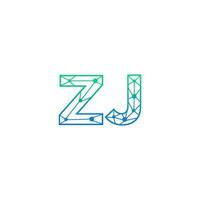 Abstract letter ZJ logo design with line dot connection for technology and digital business company. vector