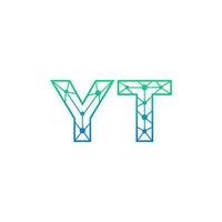 Abstract letter YT logo design with line dot connection for technology and digital business company. vector