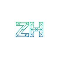 Abstract letter ZH logo design with line dot connection for technology and digital business company. vector
