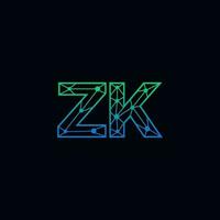 Abstract letter ZK logo design with line dot connection for technology and digital business company. vector