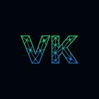 resumen letra vk logo diseño con línea punto conexión para tecnología y digital negocio compañía. vector