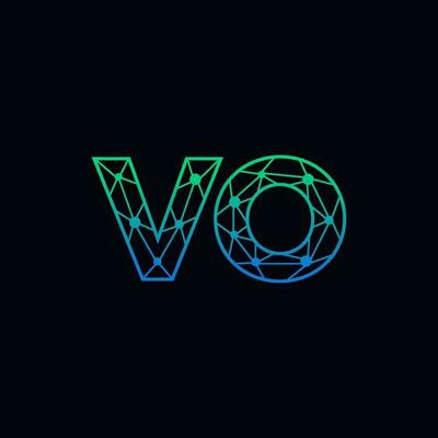 Abstract letter VO logo design with line dot connection for technology and digital business company.