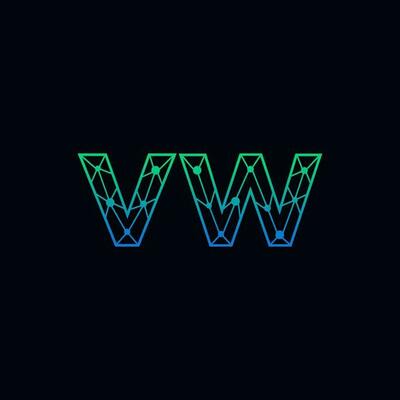 Abstract letter VW  logo design with line dot connection for technology and digital business company.