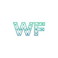 Abstract letter WF logo design with line dot connection for technology and digital business company. vector