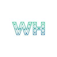 Abstract letter WH  logo design with line dot connection for technology and digital business company. vector