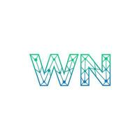 Abstract letter WN logo design with line dot connection for technology and digital business company. vector