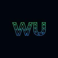 Abstract letter WU logo design with line dot connection for technology and digital business company. vector