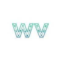 Abstract letter WV logo design with line dot connection for technology and digital business company. vector