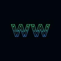 Abstract letter WW logo design with line dot connection for technology and digital business company. vector