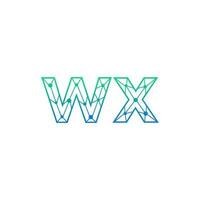 Abstract letter WX logo design with line dot connection for technology and digital business company. vector