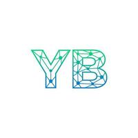 Abstract letter YB logo design with line dot connection for technology and digital business company. vector