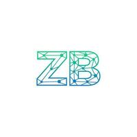 Abstract letter ZB logo design with line dot connection for technology and digital business company. vector