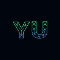 Abstract letter YU logo design with line dot connection for technology and digital business company. vector
