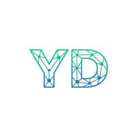 Abstract letter YD logo design with line dot connection for technology and digital business company. vector