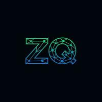 Abstract letter ZQ logo design with line dot connection for technology and digital business company. vector