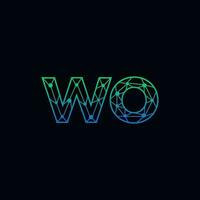Abstract letter WO logo design with line dot connection for technology and digital business company. vector