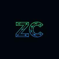 Abstract letter ZC logo design with line dot connection for technology and digital business company. vector